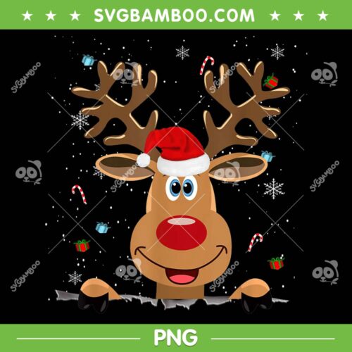 Rudolph Red Nose Reindeer PNG, Christmas Rudolph Red Nose PNG, Christmas Funny Reindeer PNG