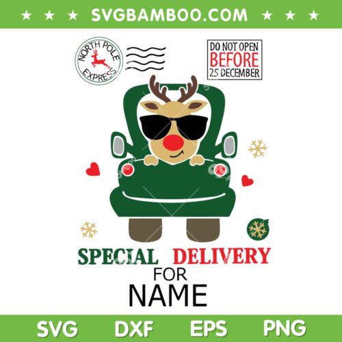 Reindeer Special Delivery SVG, Christmas Reindeer Santa Sack SVG, Santa Bag Christmas Reindeer SVG DXF EPS PNG