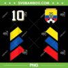 Retro 10 Ecuadorian Football PNG, Ecuador Soccer Jersey PNG, American Football PNG