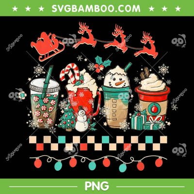 Retro Groovy Christmas Coffee PNG, Women Winter Cozy Xmas Hippie PNG, Christmas Hippie Vintage Drinks PNG