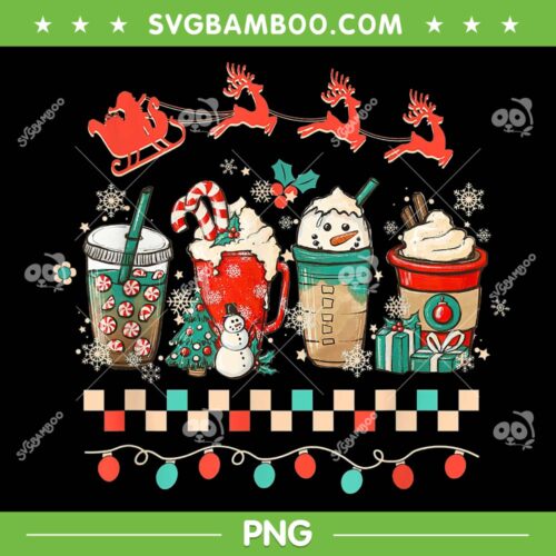 Retro Groovy Christmas Coffee PNG, Women Winter Cozy Xmas Hippie PNG, Christmas Hippie Vintage Drinks PNG
