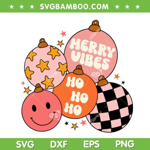 Retro Groovy Merry Vibes Ho Ho Ho SVG, Groovy Vibes SVG, Merry Christmas SVG DXF EPS PNG
