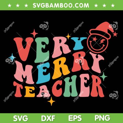 Retro Groovy Santa Christmas SVG, Pajama Xmas Very Merry Teacher SVG, Vintage Very Merry Teacher SVG DXF EPS PNG Retro Groovy Santa Christmas SVG, Pajama Xmas Very Merry Teacher SVG, Vintage Very Merry Teacher SVG DXF EPS PNG