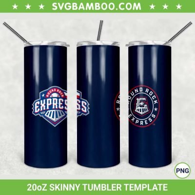 Round Rock Express 20oz Skinny Tumbler Template PNG, MLB Round Rock Express Tumbler Wrap PNG, Baseball Sports Tumbler Sublimation Design PNG Download