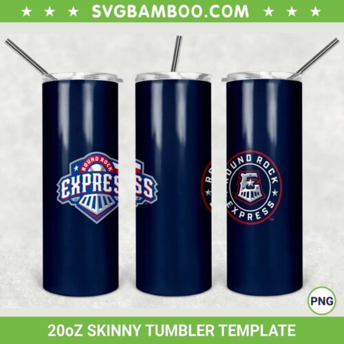 Round Rock Express 20oz Skinny Tumbler Template PNG, MLB Round Rock Express Tumbler Wrap PNG, Baseball Sports Tumbler Sublimation Design PNG Download