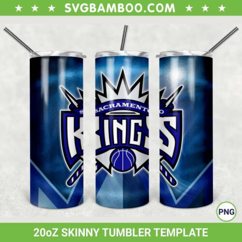 Sacramento Kings 20oz Skinny Tumbler Template PNG, Sacramento Kings Logo Tumbler Wrap PNG, NBA Sports Tumbler Sublimation Design PNG Download