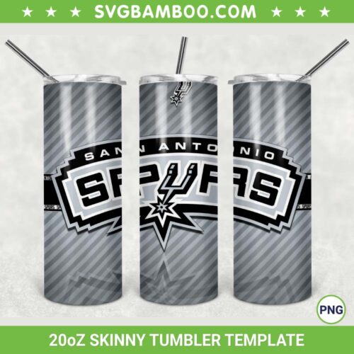 San Antonio Spurs 20oz Skinny Tumbler Template PNG, San Antonio Spurs Logo Tumbler Wrap PNG, NBA Basketball Team Tumbler Sublimation Design PNG Download