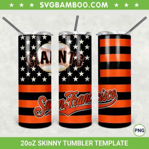 San Francisco Giants 20oz Skinny Tumbler Template PNG, San Francisco Giants Logo Tumbler Wrap PNG, MLB Baseball Team Tumbler Sublimation Design PNG Download
