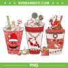 Santa Christmas Coffee Latte PNG, Santa Claus Red Drink For Christmas PNG, Coffee Latte Candy Christmas PNG