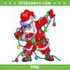 Santa Dabbing Christmas PNG, Funny Dabbing Santa Lights PNG, Santa Claus Lights Hip Hop PNG