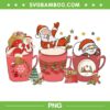 Santa Latte Christmas PNG, Coffee Latte Drink Xmas PNG, Santa Gift Bag Coffee Christmas PNG
