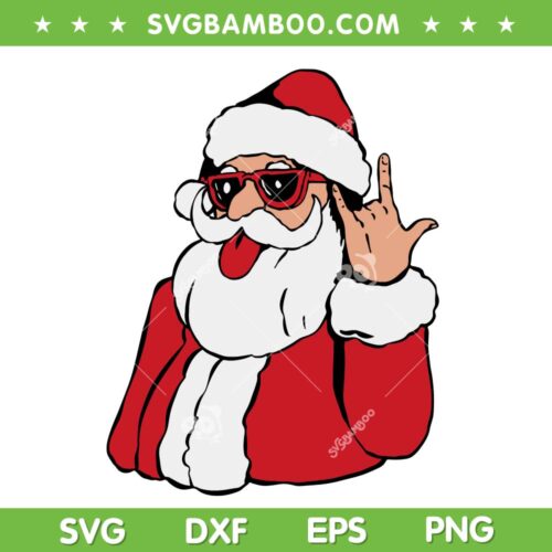 Santa Rock On Hand SVG, Funny Santa Rock Pajama Cool SVG, Christmas Rock And Roll SVG DXF EPS PNG