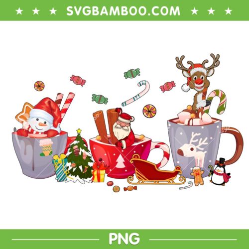 Santa Squad Hot Cocoa PNG, Santa Coffee Drink Snowman PNG, Santa Coffee Drink Max Dog PNG