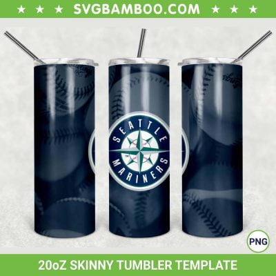 Seattle Mariners 20oz Skinny Tumbler Template PNG, MLB Seattle Mariners Tumbler Wrap PNG, Sports Logo Tumbler Sublimation Design PNG Download