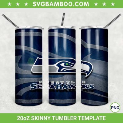 Seattle Seahawks 20oz Skinny Tumbler Template PNG, NFL Logo Seattle Seahawks Tumbler Wrap PNG, Football Tumbler Sublimation Design PNG Download