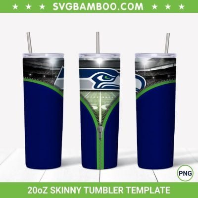 Seattle Seahawks Zipper 20oz Skinny Tumbler Template PNG, NFL Seattle Seahawks Tumbler Wrap PNG, NFL Logo Tumbler Sublimation Design PNG Download