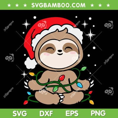 Sloth Christmas Tree Lights SVG, Santa Sloth Adorable SVG, Cute Sloth Santa Hat SVG DXF EPS PNG Sloth Christmas Tree Lights SVG, Santa Sloth Adorable SVG, Cute Sloth Santa Hat SVG DXF EPS PNG