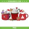 Snowman Santa Hot Cocoa PNG, Santa Xmas Coffee Red Christmas PNG, Candy Cane Cream Christmas Mug PNG