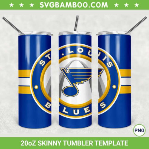 St Louis Blues 20oz Skinny Tumbler Template PNG, NHL St Louis Blues Tumbler Wrap PNG, St Louis Hockey Tumbler Sublimation Design PNG Download
