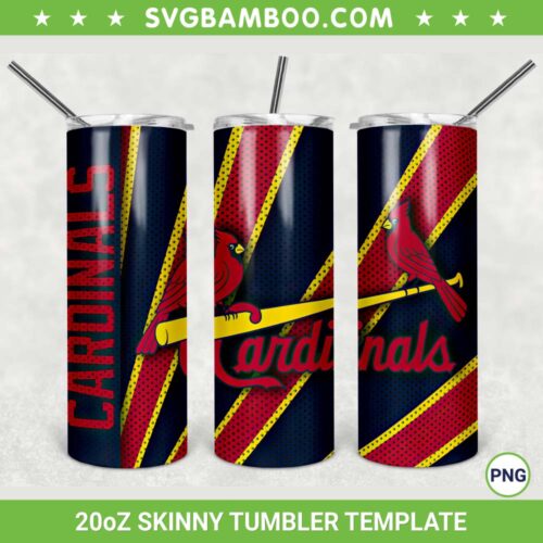 St Louis Cardinals 20oz Skinny Tumbler Template PNG, MLB St Louis Cardinals Tumbler Wrap PNG, Baseball Logo Tumbler Sublimation Design PNG Download