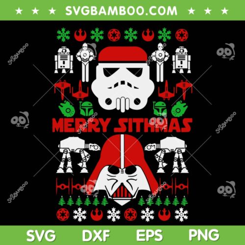 Star Wars Merry Sithmas SVG, The Mandalorian Christmas SVG, Star Wars Robots Sithmas SVG DXF EPS PNG
