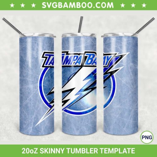 Tampa Bay Lightning 20oz Skinny Tumbler Template PNG, NHL Tampa Bay Lightning Tumbler Wrap PNG, NHL Champions Tumbler Sublimation Design PNG Download