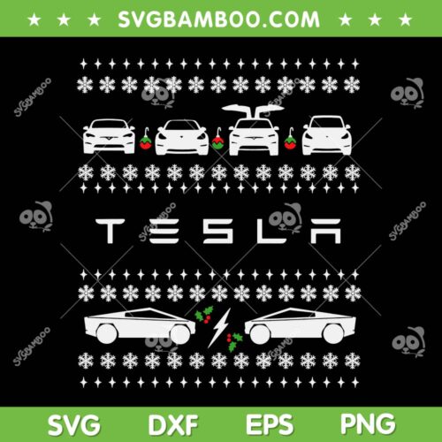 Tesla Christmas Ugly SVG, Christmas Electric Car Nikola Premium SVG, Christmas Nikola Premium SVG DXF EPS PNG