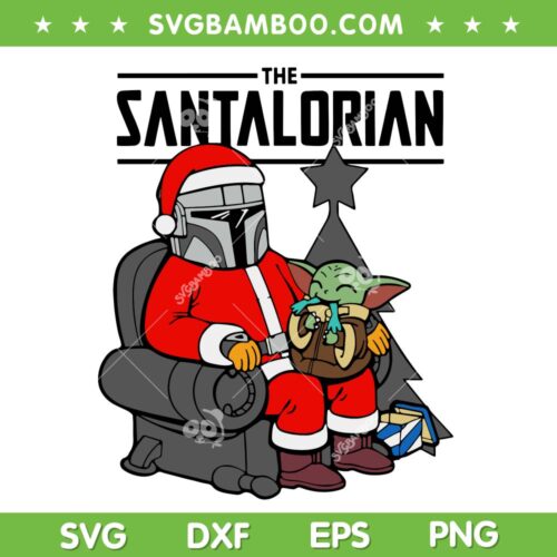 The Santalorian Baby Yoda SVG, Funny Star Wars Christmas SVG, Baby Yoda Santa Sitting Sofa SVG DXF EPS PNG