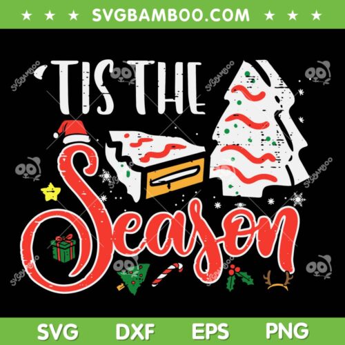 Tis The Season Christmas SVG, Cakes Retro Xmas Men Women Kids SVG, Christmas Tree Candy Cake SVG DXF EPS PNG