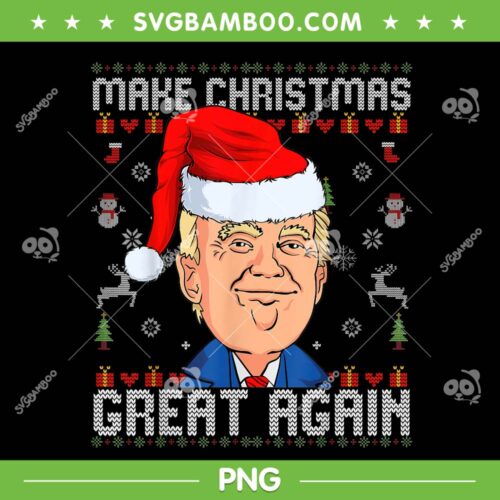Trump 2024 Make Christmas Great Again Ugly PNG, Trump 2024 Santa Hat PNG, Funny Joe Biden PNG