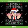 Trump 2024 Ugly Christmas Sweatshirt PNG, Biden Fetterman Its A No Brainer PNG, Trump 2024 Its A No Brainer PNG