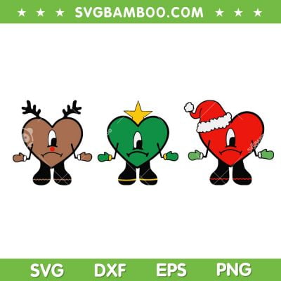 Sad Heart Reindeer SVG, Sad Heart Elf SVG, Christmas Sad Heart Santa SVG DXF EPS PNG