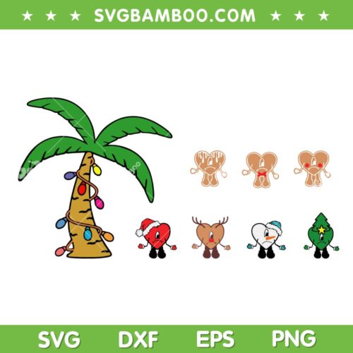 Una Navidad Sin Ti Coconut Tree SVG, Bad Bunny Heart SVG, Bad Bunny Una Navidad SVG DXF EPS PNG