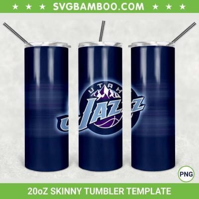 Utah Jazz 20oz Skinny Tumbler Template PNG, NBA Utah Jazz Tumbler Wrap PNG, NBA Basketball Tumbler Sublimation Design PNG Download