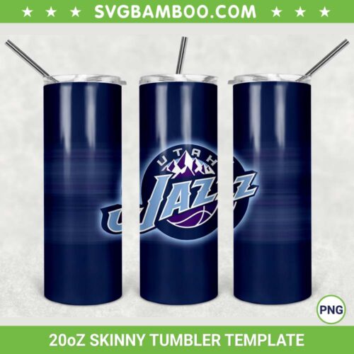 Utah Jazz 20oz Skinny Tumbler Template PNG, NBA Utah Jazz Tumbler Wrap PNG, NBA Basketball Tumbler Sublimation Design PNG Download