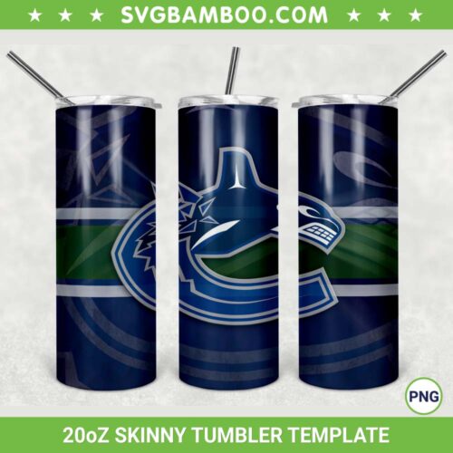 Vancouver Canucks 20oz Skinny Tumbler Template PNG, NHL Logo Vancouver Canucks Tumbler Wrap PNG, Hockey Sports Tumbler Sublimation Design PNG Download