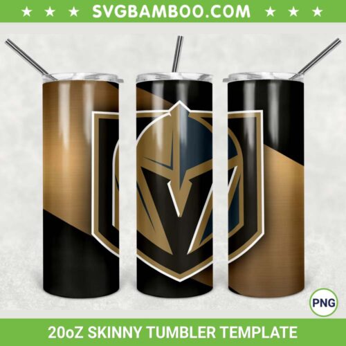 Vegas Golden Knights 20oz Skinny Tumbler Template PNG, NHL Vegas Golden Knights Tumbler Wrap PNG, Hockey Logo Tumbler Sublimation Design PNG Download