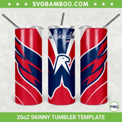 Washington Capitals 20oz Skinny Tumbler Template PNG, NHL Washington Capitals Tumbler Wrap PNG, NHL Logo Tumbler Sublimation Design PNG Download