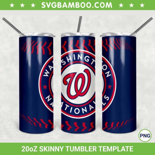 Washington Nationals 20oz Skinny Tumbler Template PNG, MLB Washington Nationals Tumbler Wrap PNG, Baseball Sports Tumbler Sublimation Design PNG Download
