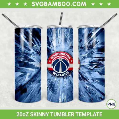 Washington Wizards 20oz Skinny Tumbler Template PNG, Washington Wizards Logo Tumbler Wrap PNG, NBA Basketball Tumbler Sublimation Design PNG Download
