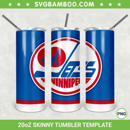 Winnipeg Jets 20oz Skinny Tumbler Template PNG, NHL Winnipeg Jets Tumbler Wrap PNG, Hockey Team Tumbler Sublimation Design PNG Download