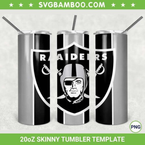 Las Vegas Raiders 20oz Skinny Tumbler Template PNG, NFL Las Vegas Raiders Tumbler Wrap PNG, Raiders Logo Tumbler Sublimation Design PNG Download 