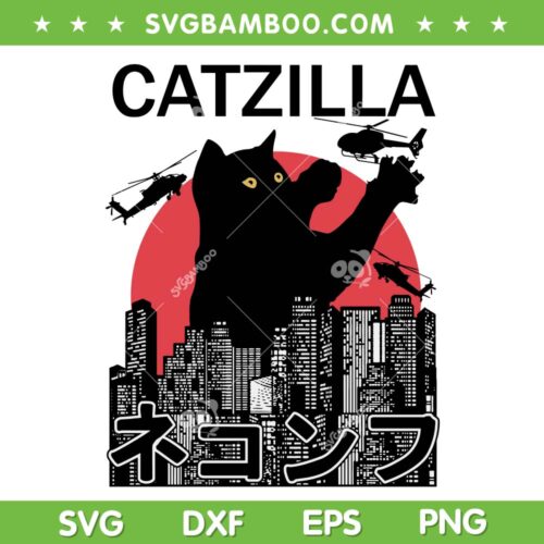 Catzilla King Kong SVG, Anime Cat King Kong SVG, Black Cat Helicopters King Kong SVG DXF EPS PNG
