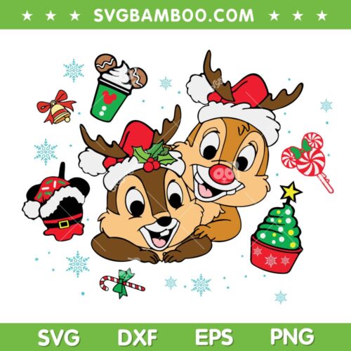 Chip And Dale Christmas Snacks SVG, Disney Merry Christmas Candy Coffee SVG, Xmas Chip And Dale Disney Charaters SVG DXF EPS PNG
