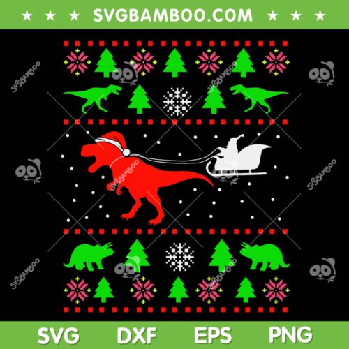 Dinosaur Ugly Christmas SVG, Dinosaur Christmas Pattern SVG, Christmas Trex SVG DXF EPS PNG