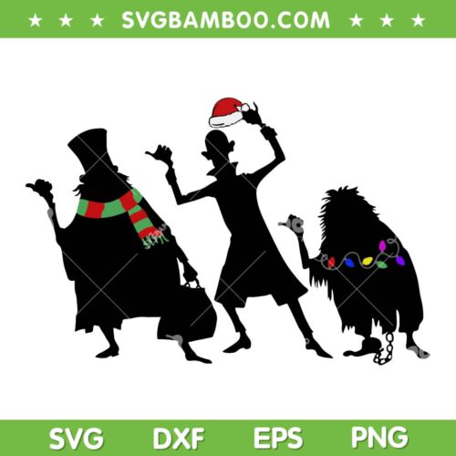Disney Haunted Mansion Christmas SVG, Holiday Xmas Hitchhiking Ghosts SVG, Xmas Shadows Santa Hat SVG DXF EPS PNG