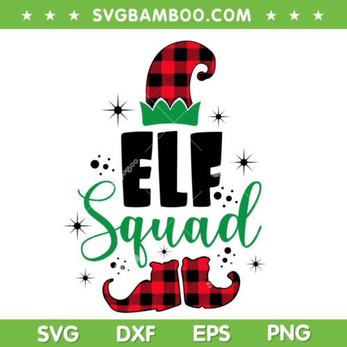 Elf Squad Buffalo Plaid SVG, Elf Squad Merry Christmas SVG, Elf Christmas SVG DXF EPS PNG