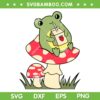 Frog On Mushroom SVG, Frog Drinking Strawberry Milk SVG, Cute Mushroom And Frog SVG DXF EPS PNG