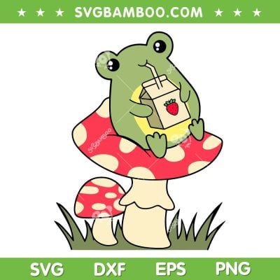 Frog On Mushroom SVG, Frog Drinking Strawberry Milk SVG, Cute Mushroom And Frog SVG DXF EPS PNG Frog On Mushroom SVG, Frog Drinking Strawberry Milk SVG, Cute Mushroom And Frog SVG DXF EPS PNG