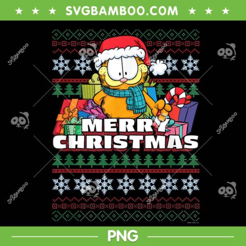 Garfield Merry Christmas PNG, Santa Garfield Ugly Sweater PNG, Funny Garfield Christmas PNG